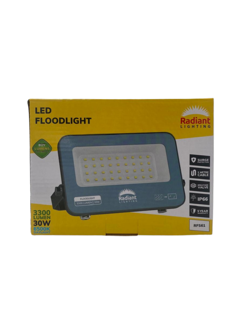 IP65 30W 6500K RADIANT FLOODLIGHT 3300 LUMENS 5 YEAR GUARANTEE