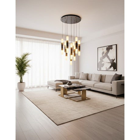 10W MATT BLACK WITH BRASS RINGS 3CCT LED PENDANT