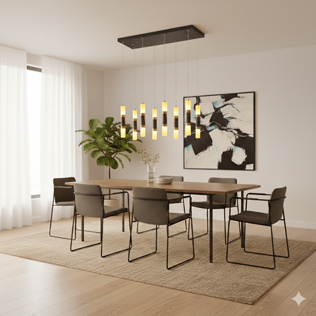 8W MATT BLACK WITH BRASS RINGS 3CCT LED PENDANT