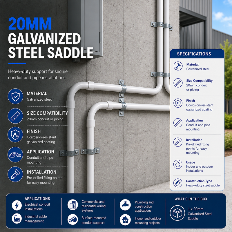 20MM GALVANISED STEEL SADDLE LIFESTYLE SPECIFICATION IMAGE