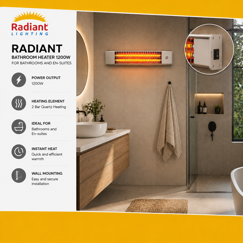RADIANT 1200W 2 BAR QUARTZ BATHROOM HEATER