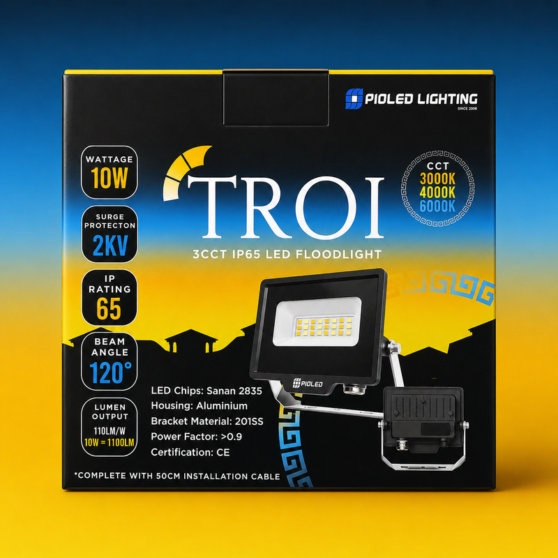 Pioled 10w 3cct troi floodlight product box