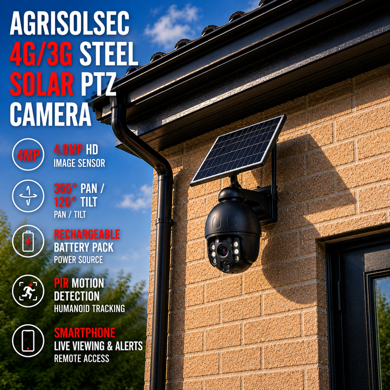 AGRISOLSEC 4G/3G STEEL SOLAR PTZ CAMERA
