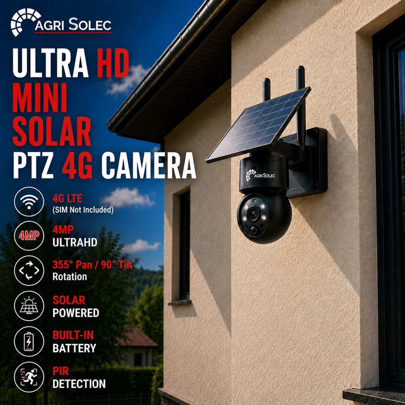 AGRISOLSEC ULTRA HD MINI SOLAR PTZ 4G CAMERA
