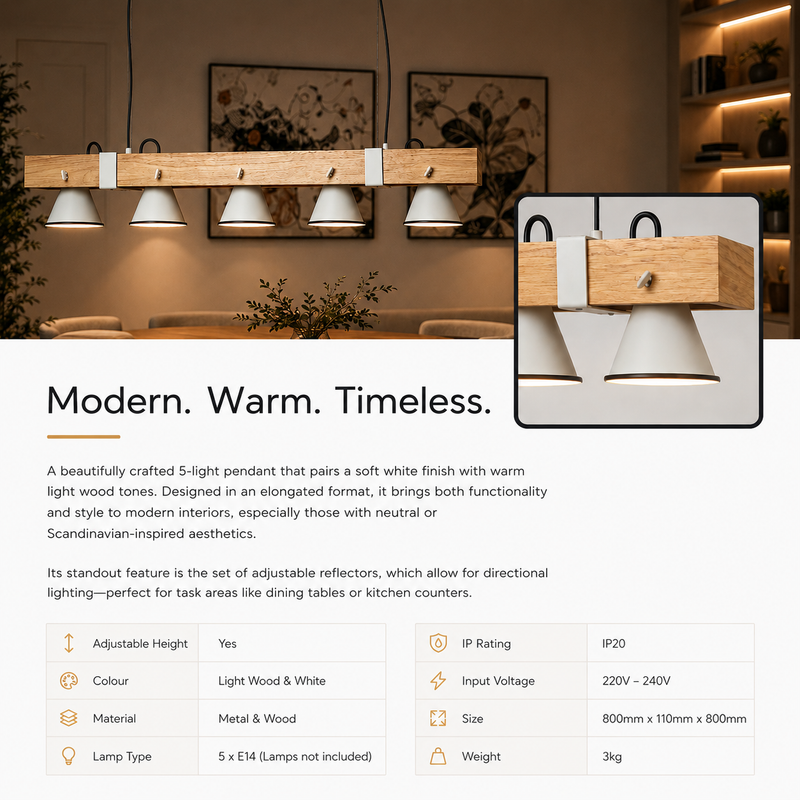 Elor 5 Light pendant spec sheet