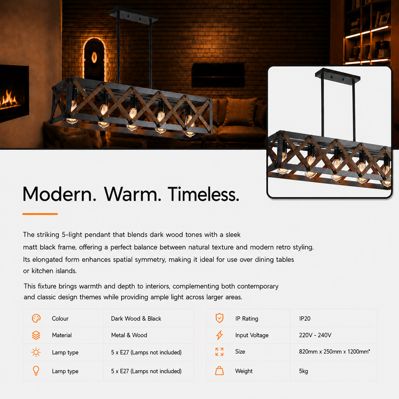 ELOR 5 LIGHT MODERN RETRO CAGE PENDANT