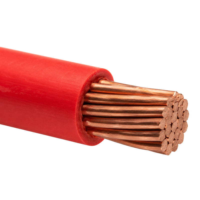2.5MM RED GP HOUSEWIRE P/M Close-up of 2.5mm² red general purpose housewire featuring stranded high-conductivity copper conductors with durable red PVC insulation for residential and commercial electrical installations.