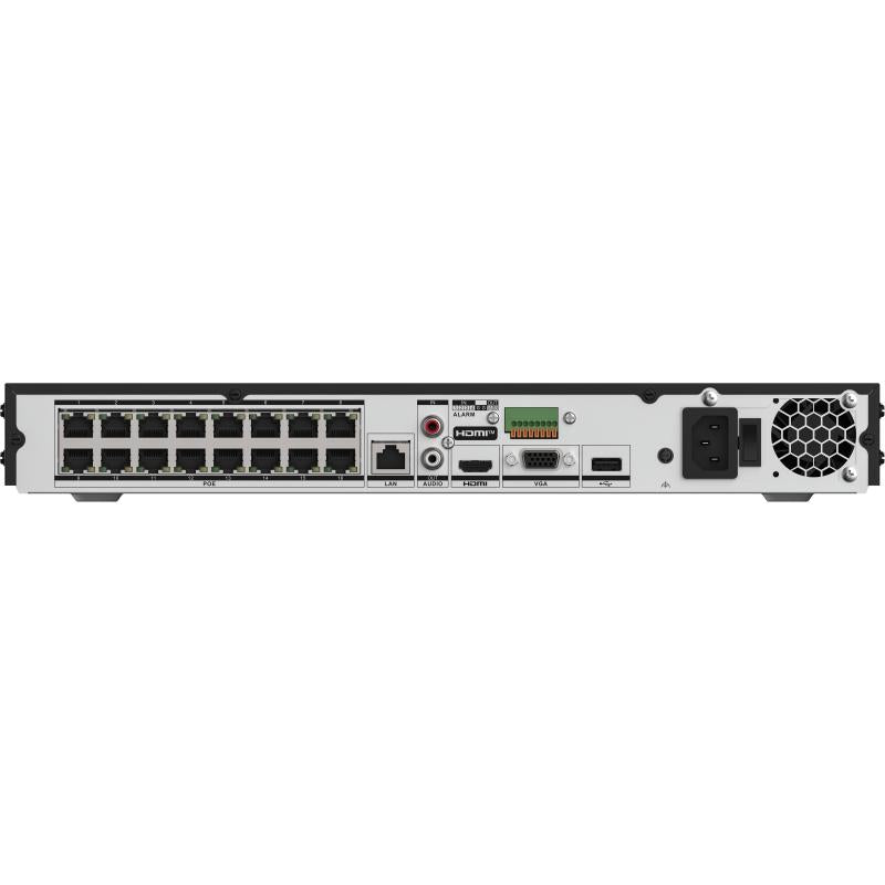 The back of the Hikvision DS-7616NXI-K2/16P(D) 16 Channel PoE AcuSense NVR 4K with smart human and vehicle detection