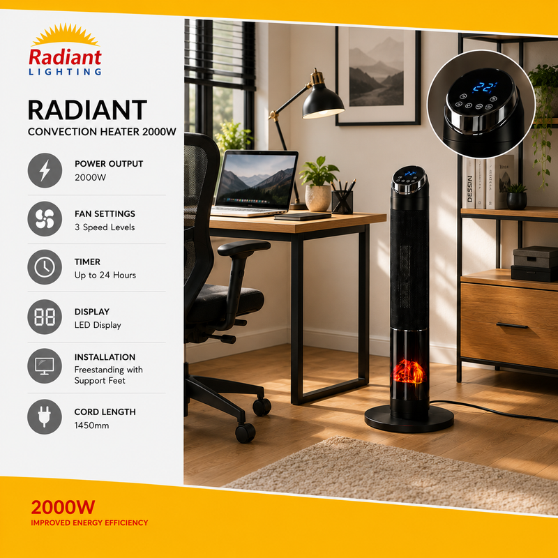 RADIANT 2000W TOWER PTC HEATER MAIN FEATURES RHE21