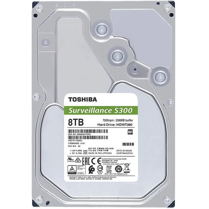 Toshiba Surveillance S300 8TB hard drive on a white background